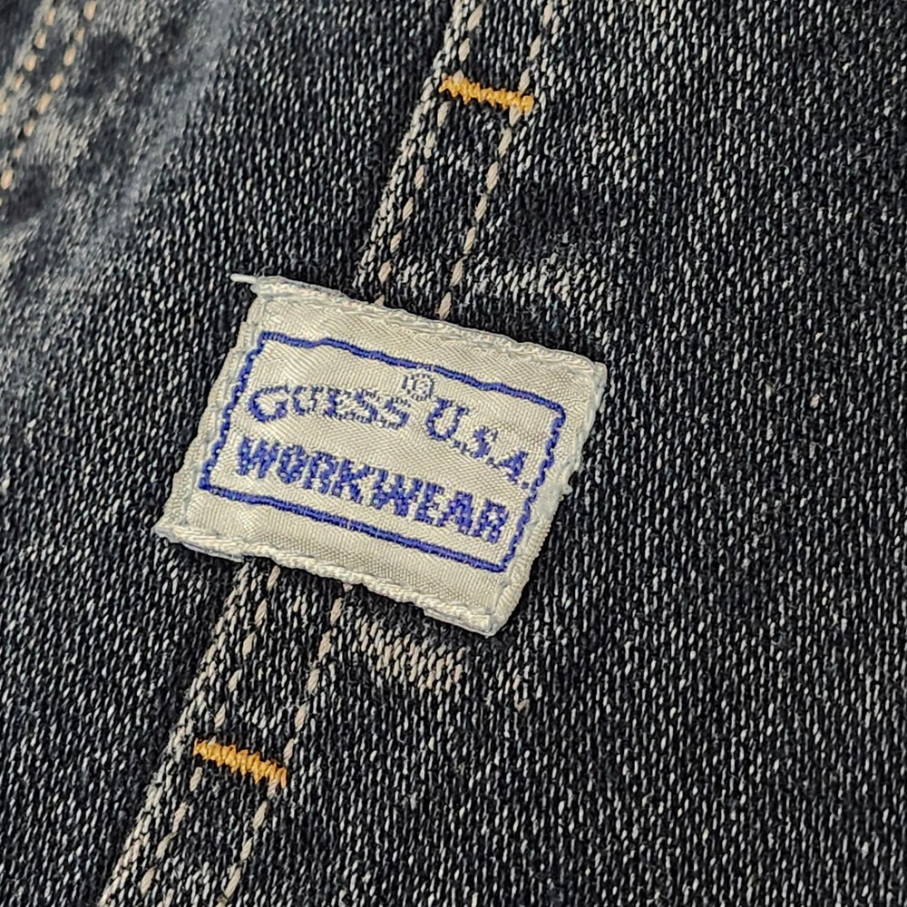 Vintage Guess Jeans USA Chore Coat Mens XL+ 90s Workwear Dark Wash Denim Boxy - Picture 6 of 8